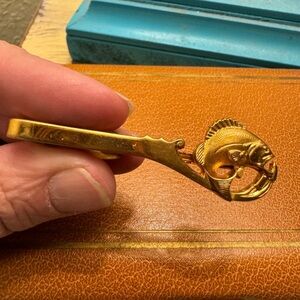 Mid Century Vintage Bass Tie Clip,1960's Hickok, Gold Tone Fish